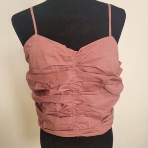 NWOT Endless Rose large pleated adjustable strap side zipper crop top.